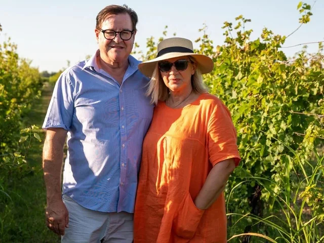 Don and Seka McCulloch in the vineyard